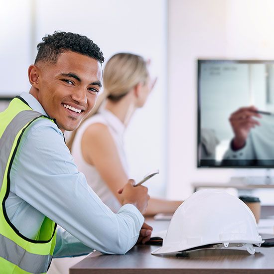 Construction man smiling